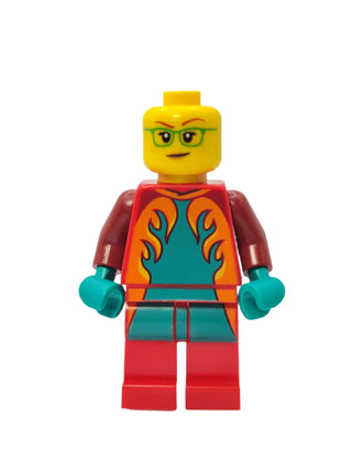 Freya McCloud - Stuntz Driver with Dark Red Jumpsuit with Flames, cty1351 Minifigure LEGO®