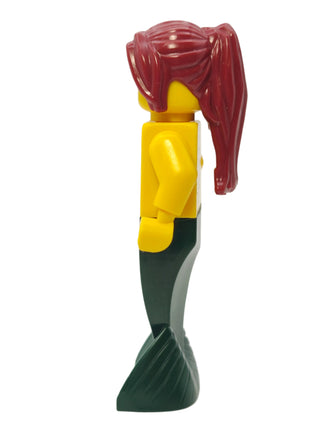 Mermaid - Dark Red Hair Ponytail Long with Side Bangs, pi139 Minifigure LEGO®