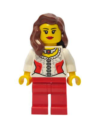 White Lace Blouse with Ruby Necklace and Red Side Panels, hol022 Minifigure LEGO®