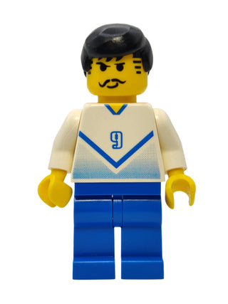 Soccer Player White & Blue Team with shirt #9, soc083 Minifigure LEGO®