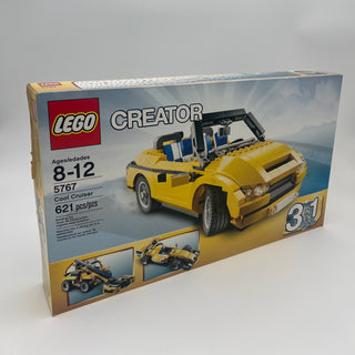 LEGO Creator Cool Cruiser 5767 box featuring yellow convertible car with opening roof and 3-in-1 build options.