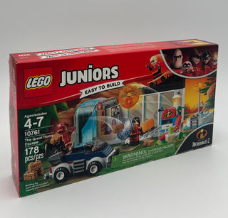 LEGO Juniors set 10761 featuring a blue and gray truck with cargo container, minifigures, and brick building elements from In