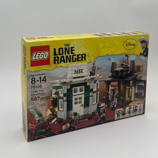 LEGO The Lone Ranger Colby City Showdown set 79109 box containing western town buildings, minifigures, and accessories.