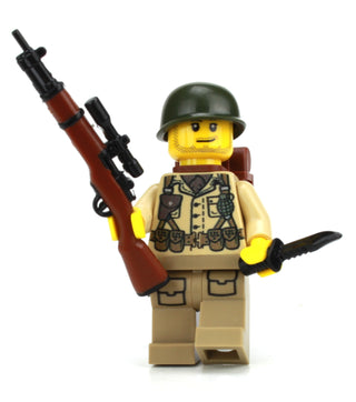 WWII Single U.S. Army Soldier M1 Garand Rifle Minifigure, BB57 Custom minifigure Battle Brick