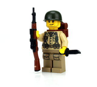 WWII Single U.S. Army Soldier M1 Garand Rifle Minifigure, BB57 Custom minifigure Battle Brick