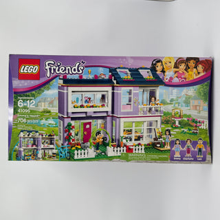LEGO Friends Emma's House set 41095 box showing two-story purple house with garden, minifigures, and 706 pieces.