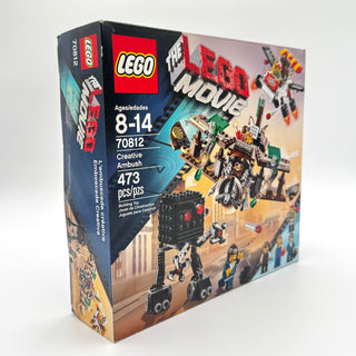 LEGO The LEGO Movie Creative Ambush set 70812 box showing robot vehicle and minifigures, ages 8-14, 473 pieces.