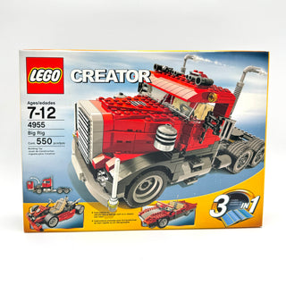 LEGO Creator Big Rig set 4955 box showing red semi-truck with white cab and multiple vehicle configurations.
