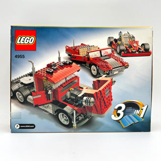LEGO Creator set 4955 box showing red and tan brick big rig truck that converts into three different vehicle models.