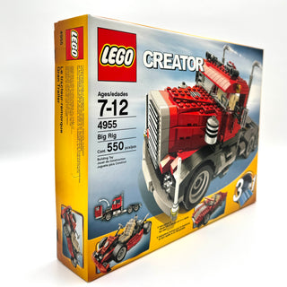 LEGO Creator Big Rig set 4955 box showing red and black semi truck with chrome details and 550 pieces for ages 7-12.