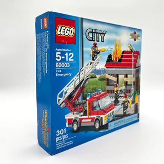 LEGO City Fire Emergency set 60003 box showing fire truck with ladder, building, and flames.