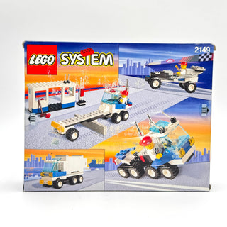 LEGO System set 2149 box showing container lorry truck with cargo trailer, airport building, and minifigures.