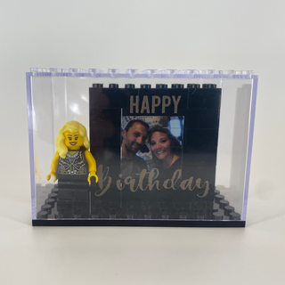 Personalized LEGO® Photo Block in Display Case with Custom Minifigure