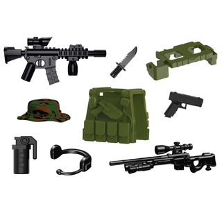 Jungle Sniper Tactical Gear Pack Custom Minifigure Toy Accessories Custom Weapon Battle Brick