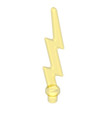 Wave Angular with Bar End (Lightning Bolt), Part# 27256  LEGO® Trans-Yellow  