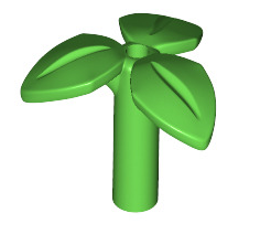 Plant Stem w/ 3 Leaves on Stem, Part# 37695 Part LEGO® Bright Green  