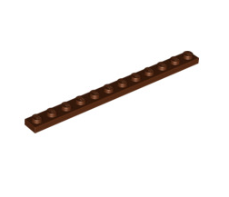Plate 1x12, Part# 60479 Part LEGO® Reddish Brown  