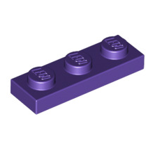 Plate 1x3, Part# 3623 Part LEGO® Dark Purple  