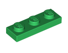 Plate 1x3, Part# 3623 Part LEGO® Green  