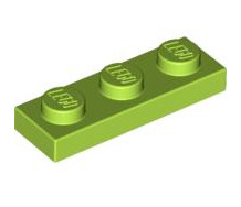 Plate 1x3, Part# 3623 Part LEGO® Lime  