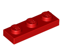 Plate 1x3, Part# 3623 Part LEGO® Red  