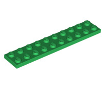 Plate 2x10, Part# 3832 Part LEGO® Green  