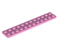 Plate 2x12, Part# 2445 Part LEGO® Bright Pink  