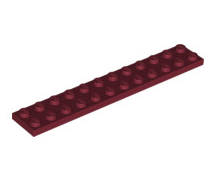 Plate 2x12, Part# 2445 Part LEGO® Dark Red  