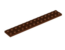 Plate 2x14, Part# 91988 Part LEGO® Reddish Brown  