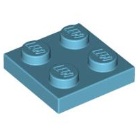Plate 2x2, Part# 3022 Part LEGO® Medium Azure  