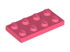 Plate 2x4, Part# 3020 Part LEGO® Coral  