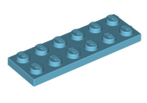 Plate 2x6, Part# 3795 Part LEGO® Medium Azure  