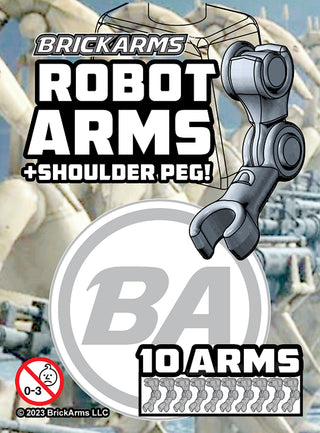 BRICKARMS Robot Arms with Shoulder Peg Pack Accessories Brickarms Dark Grey  