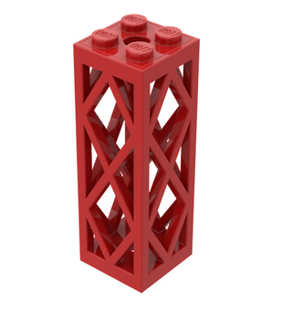 Support 2x2x5 Lattice Pillar, Part# 2580c01 Part LEGO® Red  