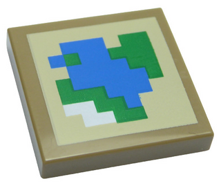 Tile 2x2 with Groove with Minecraft Map Pattern, Part# 3068bpb1103 Part LEGO®   