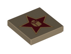 Tile 2x2 with Groove with Gold Star and Brick in Center Pattern, Part# 3068bpb0655 Part LEGO®   