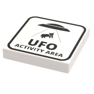 UFO Activity Area Sign (2x2 Tile, Minifig Scale) made using LEGO part Custom Parts B3 Customs