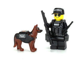 SWAT Police Officer K9 Unit Custom Minifigure, bb34