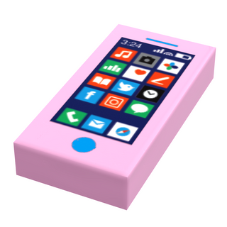 Mobile Phone - B3 Customs Printed 1x2 Tile made using LEGO parts Custom Parts B3 Customs Bright Pink