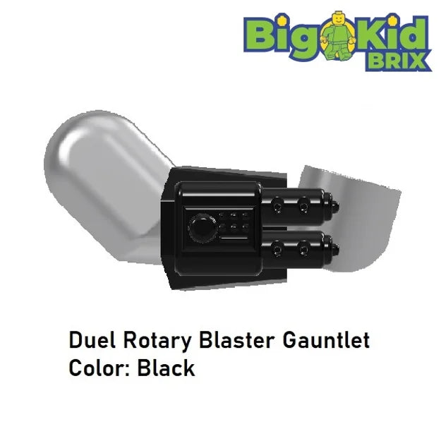 MANDALORIAN DUEL ROTARY BLASTER Gauntlet Custom for Lego Minifigure Custom, Accessory BigKidBrix Black  