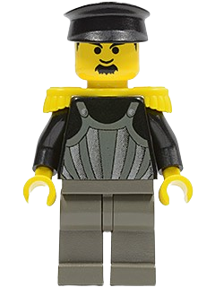 Time Twisters - Dark Gray Armor with Silver Stripes and Rivets, Yellow Epaulettes (Professor Millennium / Commodore Schmidt), tim002 - LEGO® Time Cruisers & Time Twisters Minifigure