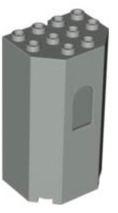 Panel 3x4x6 Turret Wall with Window, Part #30246 Part LEGO® Light Gray  