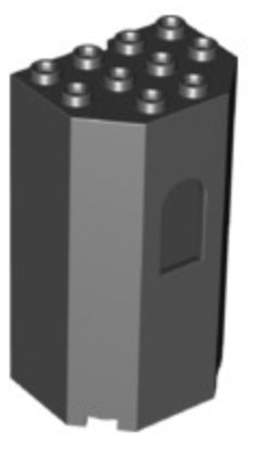 Panel 3x4x6 Turret Wall with Window, Part #30246 Part LEGO® Black  