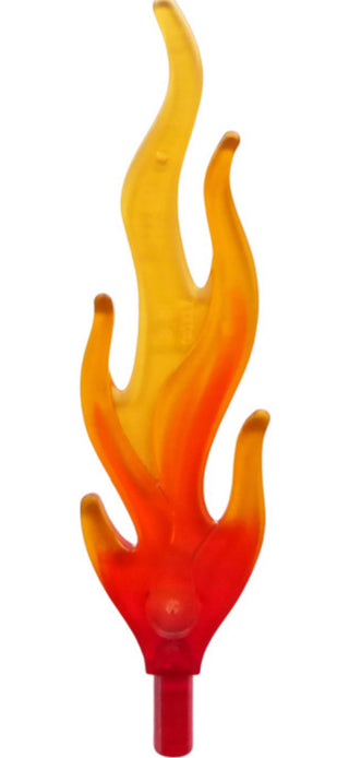 Flame Wave Rounded Straight Large with Bar End, Part# 85959  LEGO® Marbled Trans-Orange/Red  