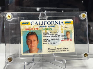 Daniel Maccabee (Adam Sandler) Drivers License, from Just Go With It Movie Prop Atlanta Brick Co   