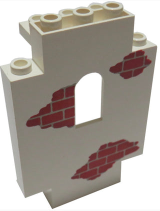 Panel 2x5x6 Wall with Window, Part #4444 Part LEGO® White with Scattered Red Bricks Pattern  