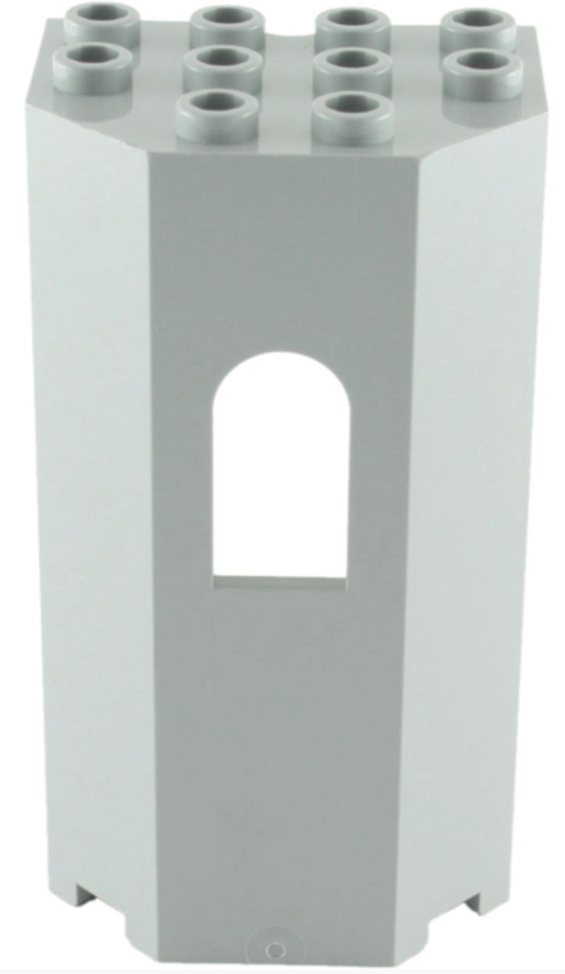 Panel 3x4x6 Turret Wall with Window, Part #30246 Part LEGO® Light Bluish Gray  
