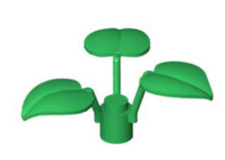 Plant Flower Stem w/ 3 Large Leaves, Part# 6255 Part LEGO® Green  