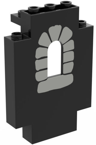 Panel 2x5x6 Wall with Window, Part #4444 Part LEGO® Black with Window Stone Pattern  