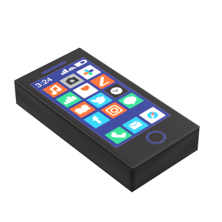 Mobile Phone - B3 Customs Printed 1x2 Tile made using LEGO parts Custom Parts B3 Customs Black